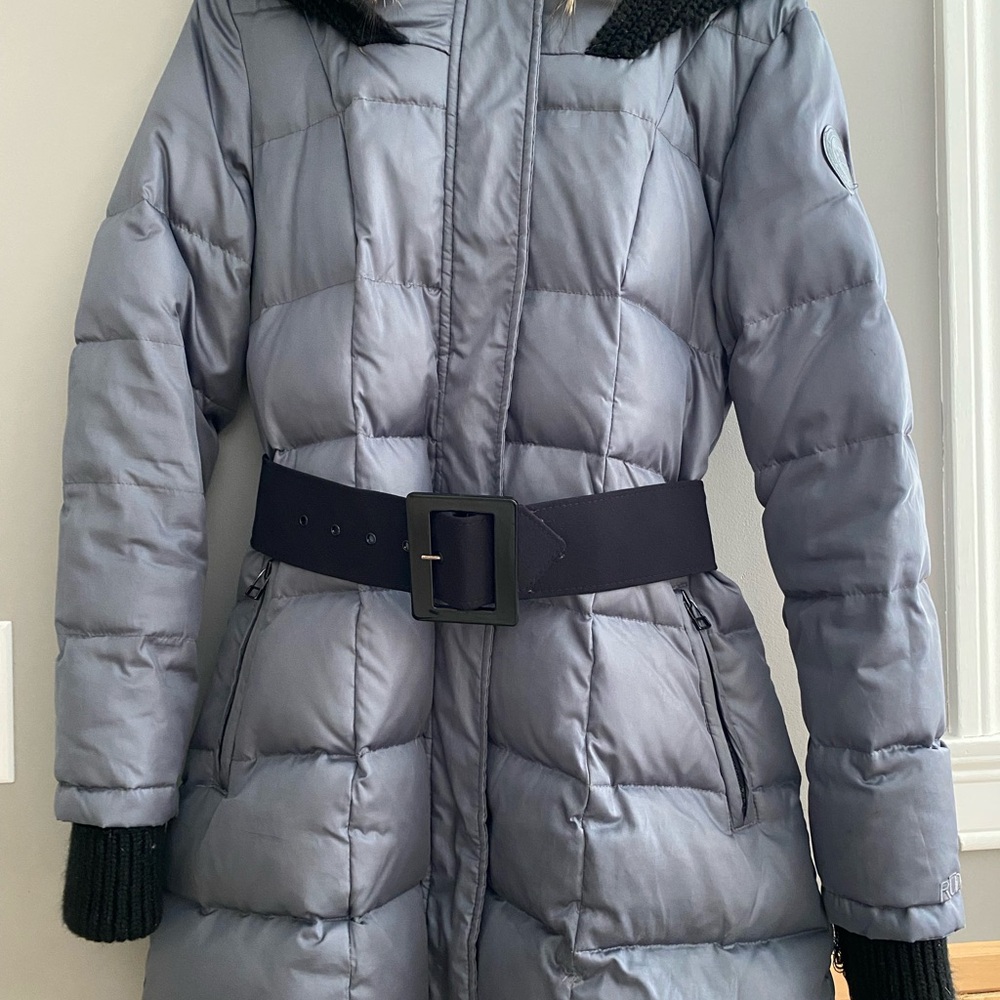RUDSAK Gray and Black Puffer Jacket with Belt
